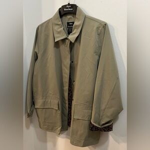 NWT Dennis Basso Tan Trench Coat with Leopard Lining